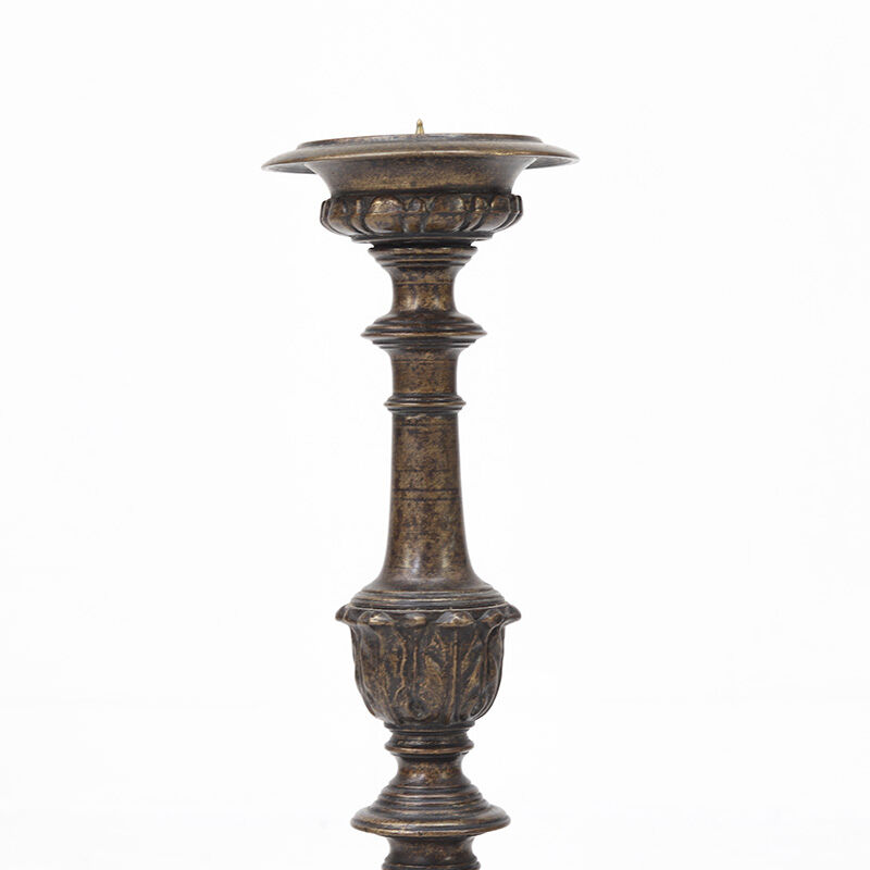 Set of two large antique brass candlesticks