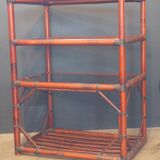 Rattan and leather shelf 1970
