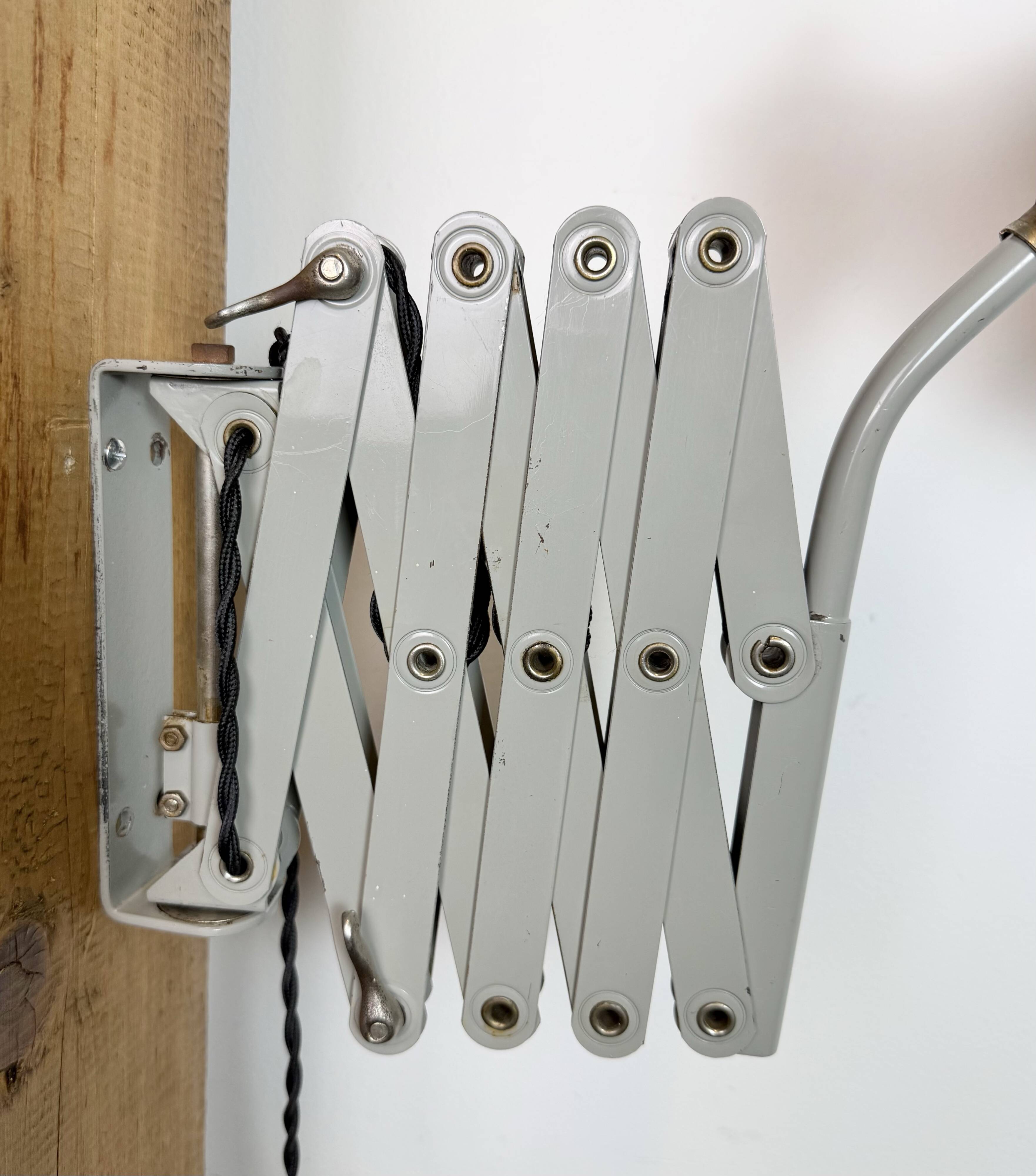 Grey German Industrial Scissor Wall Lamp from SIS, 1960s