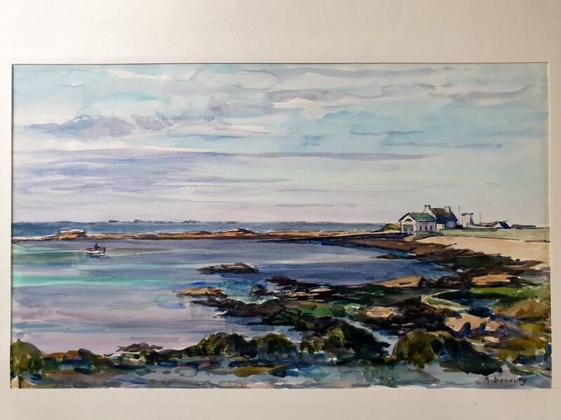 André Duculty (1912-1990) Watercolor on paper "Le Guilvinec" Signed lower right