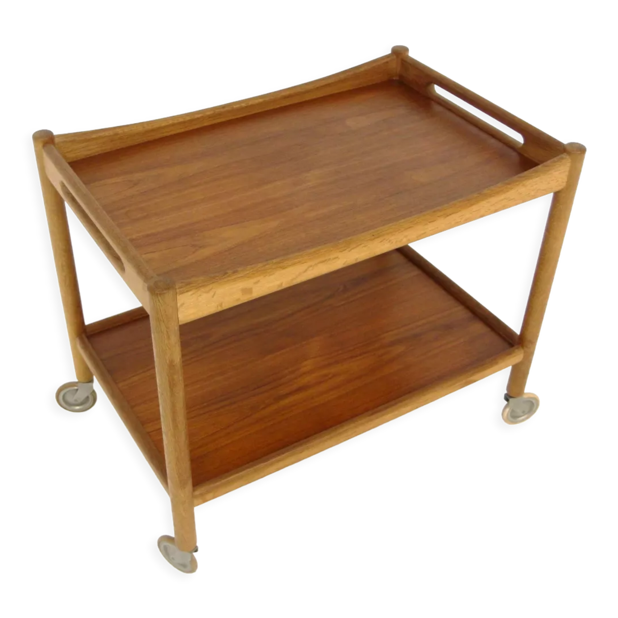 Scandinavian teak service trolley, Hans J Wegner, Andreas Tuck, Denmark, 1950