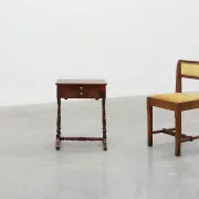 Louis Philippe Side Table with Two Drawers and Turned Twin Legs, France, 18