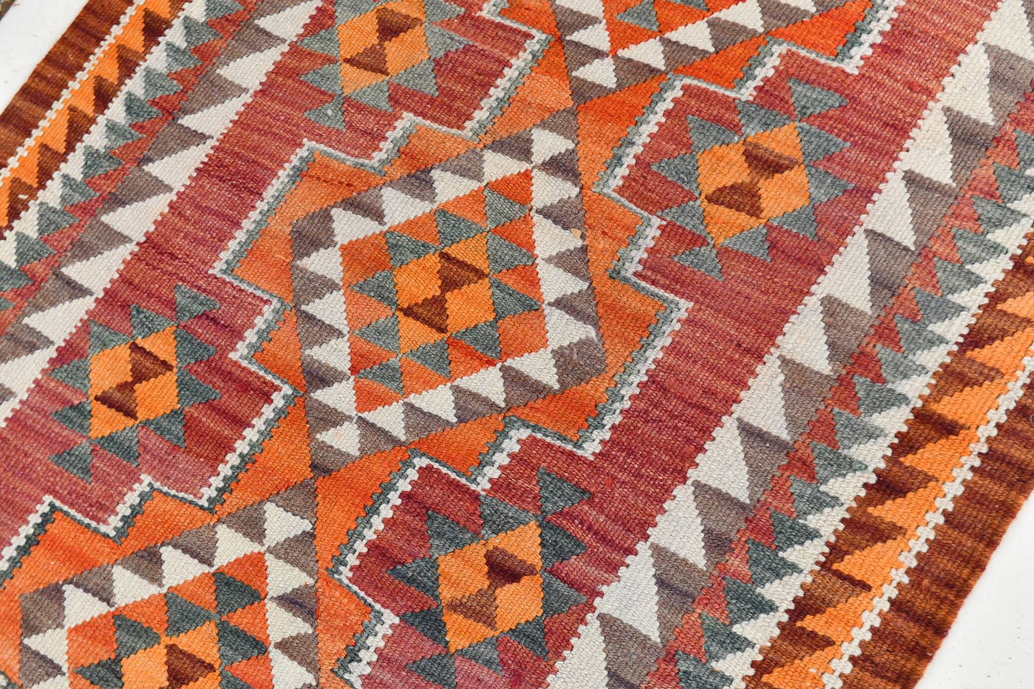 Vintage Burgundy Persian Kilim Runner Rug,, 98x235Cm