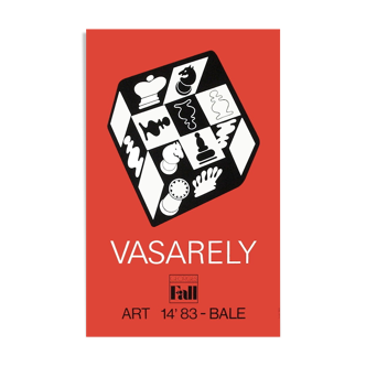 Victor Vasarely affiche "echecs rouge"