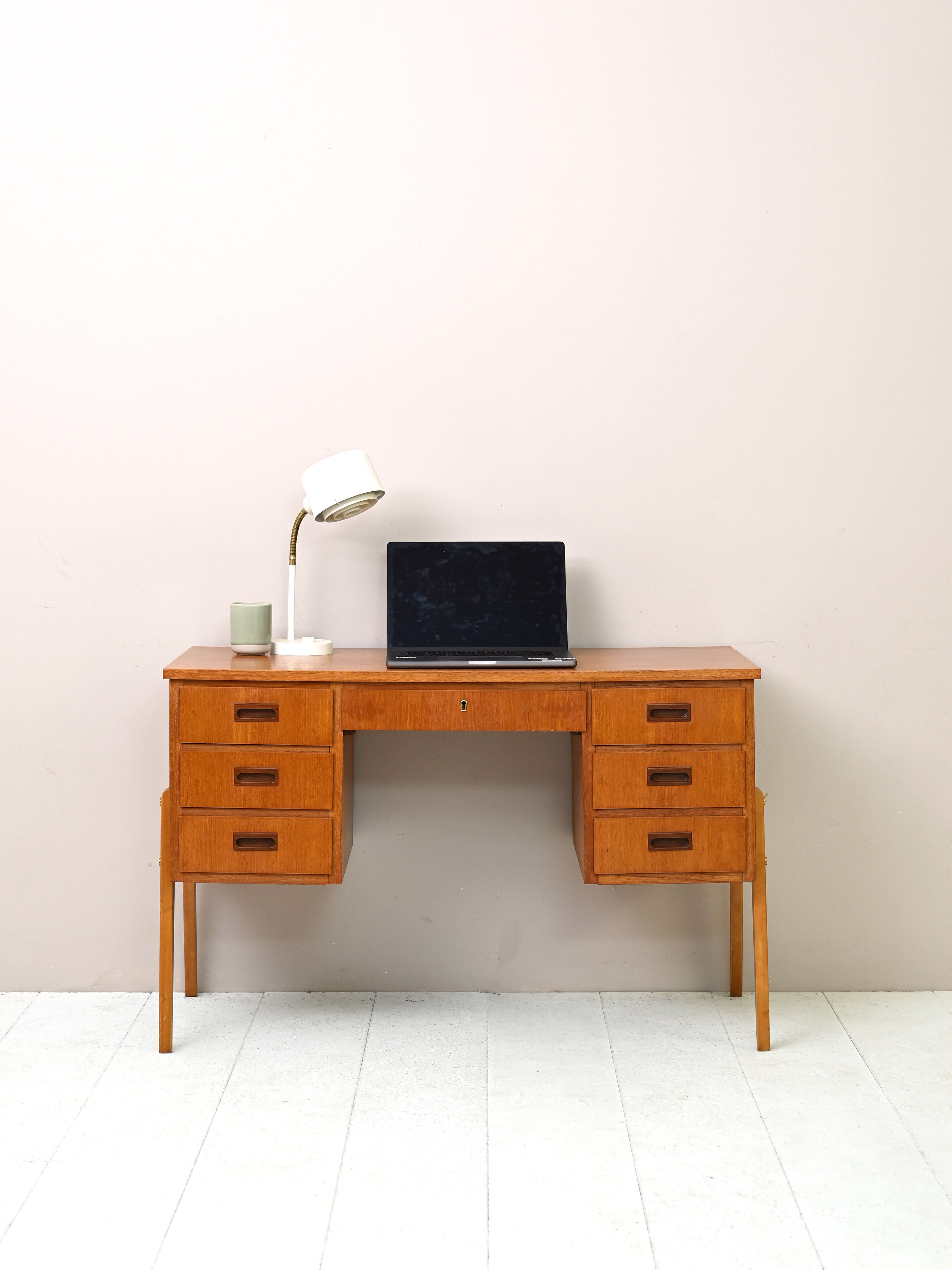 Scandinavian modern antique desk with drawers