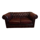 Burgundy leather chesterfield sofa two seater