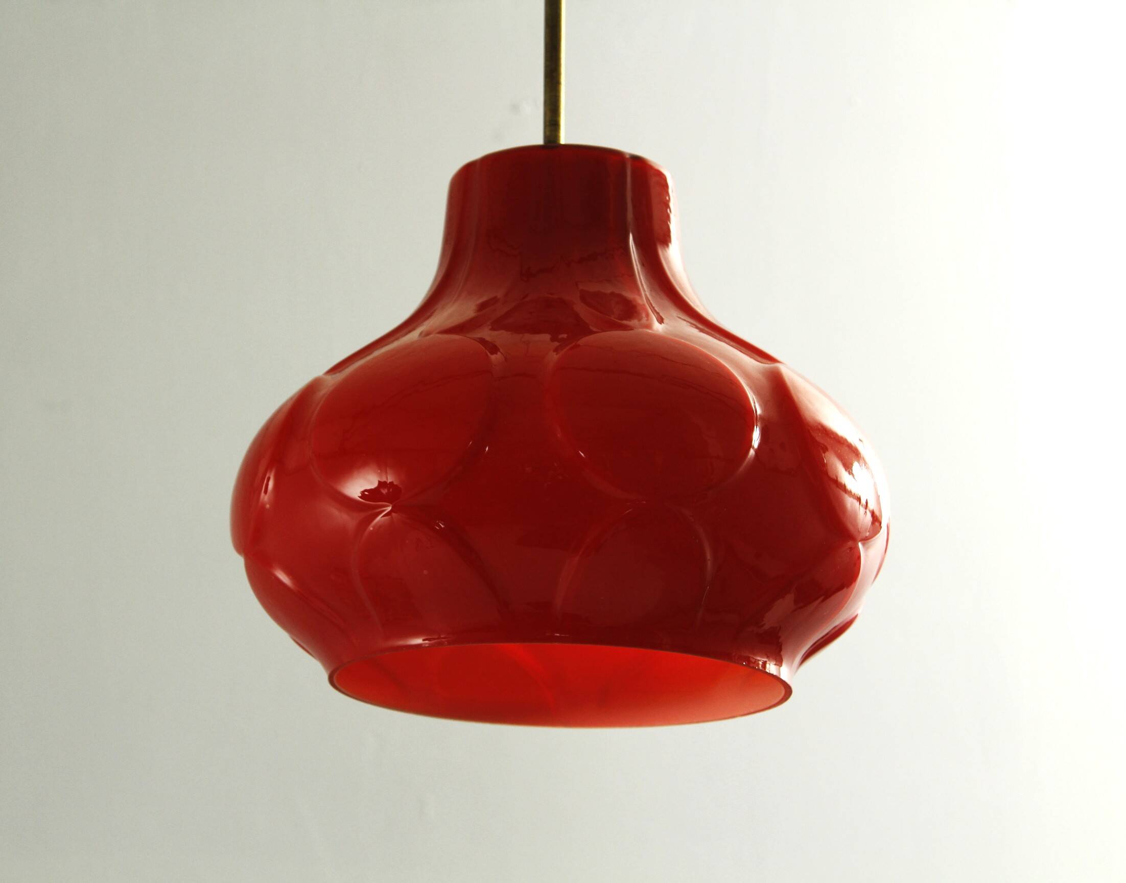 Glass and Brass Pendant by Napako , 1970s