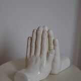 Handends in the shape of vintage white ceramic