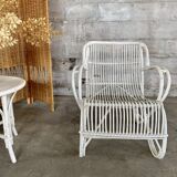 Fauteuil en rotin blanc
