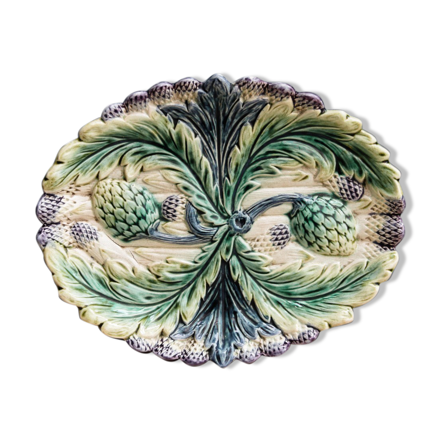 Slurry dish, Lunéville, artichokes and asparagus décor