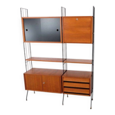Étagère style teck vintage des années 60-70, style rétro, milieu du siècle