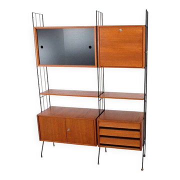 Étagère style teck vintage des années 60-70, style rétro, milieu du siècle