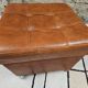 Ottoman chest pouf 1960 leather on vintage casters