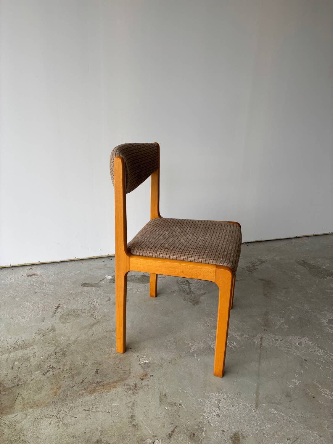 Set of 6 Self brand chairs in beech with wool seat