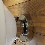 Opaline glass globe ceiling light, 30 cm, white glass, wall light with stainless steel fixings