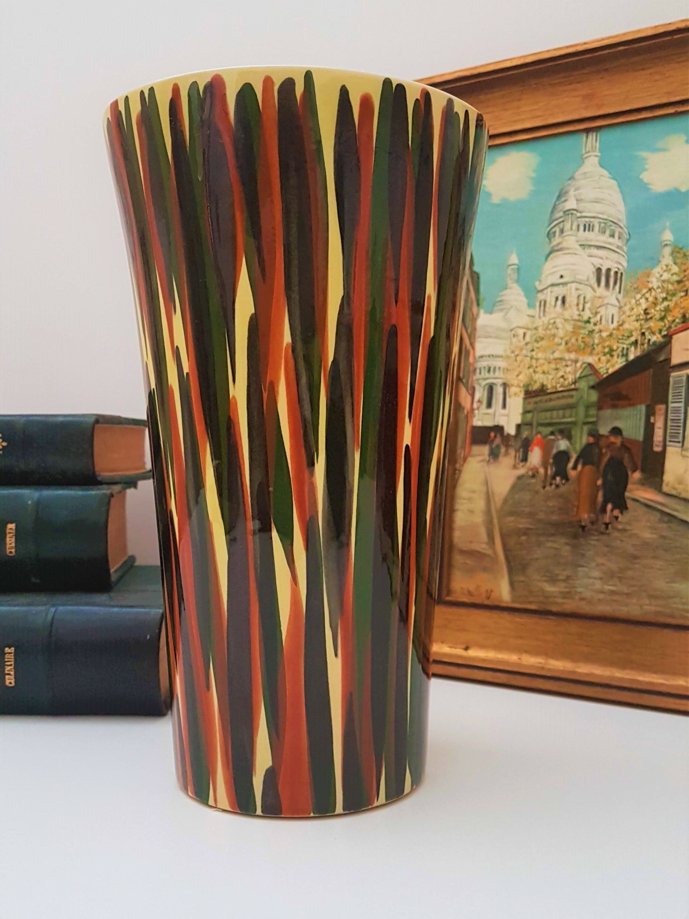 Hand - painted ceramic vase St-Clément - 50 years - perfect condition