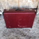 Old suitcase red cardboard bordeaux clasp metal vintage