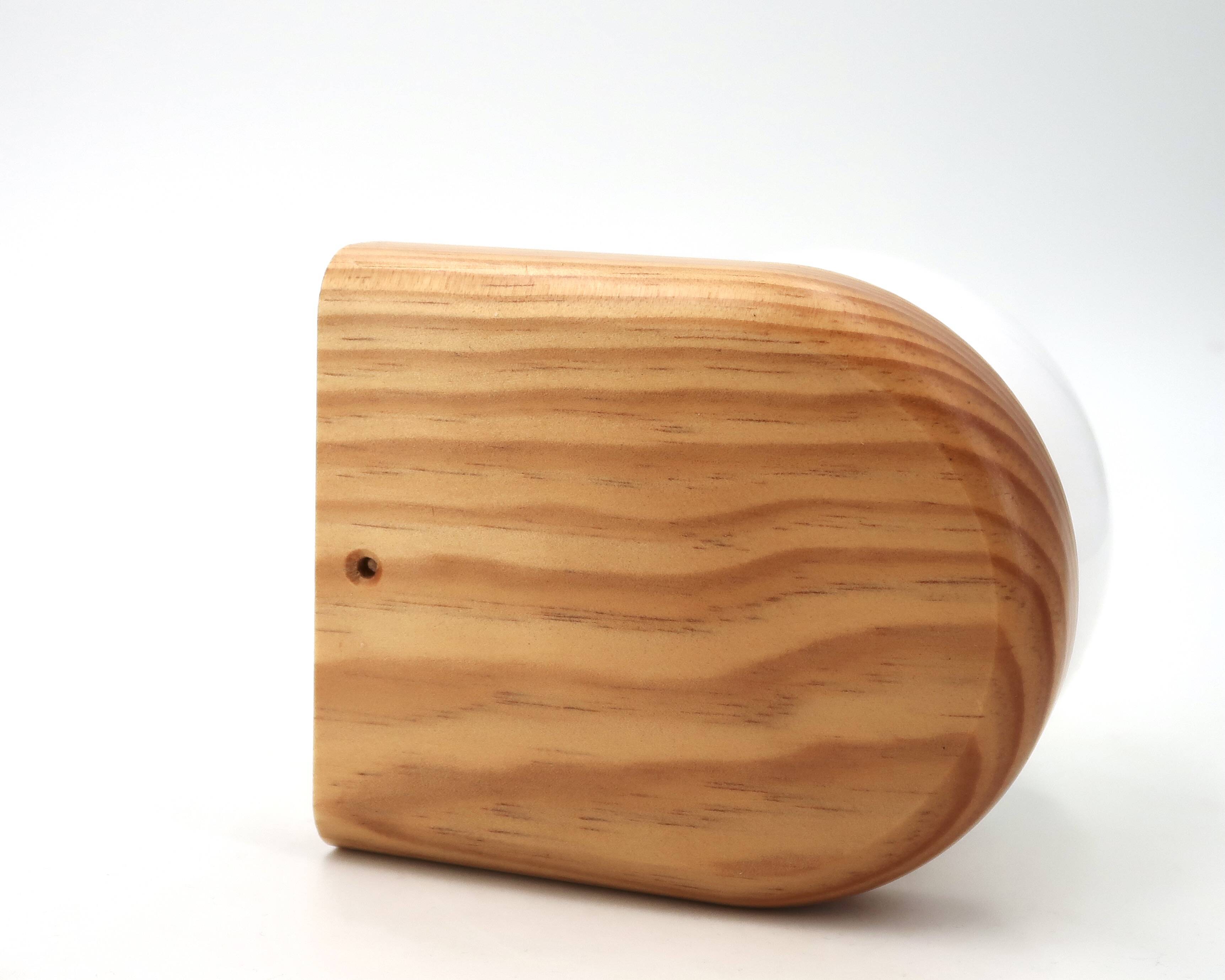 Wall light in pine wood with opaque white glass globe, 1980s