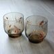 Set of 2 vintage smoked glasses - Luminarc Tivoli wheat ear pattern - year