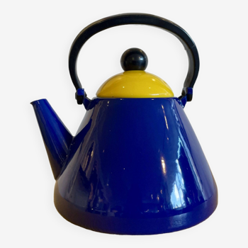 Yellow and blue enamel kettle