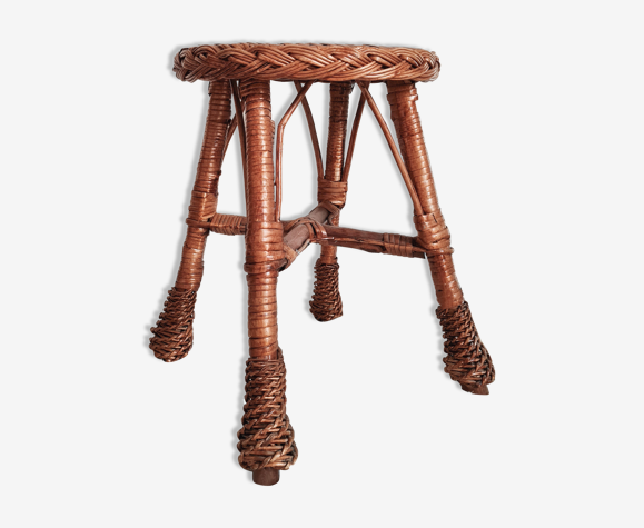 Table d'appoint en osier tressé vintage