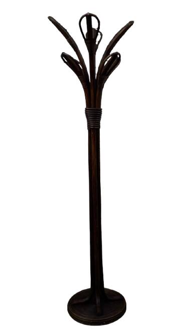 Free-standing rattan coat rack