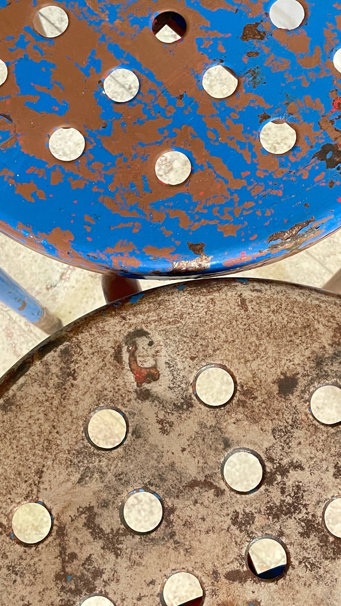 Industrial stool steel patina rusty steel vintage