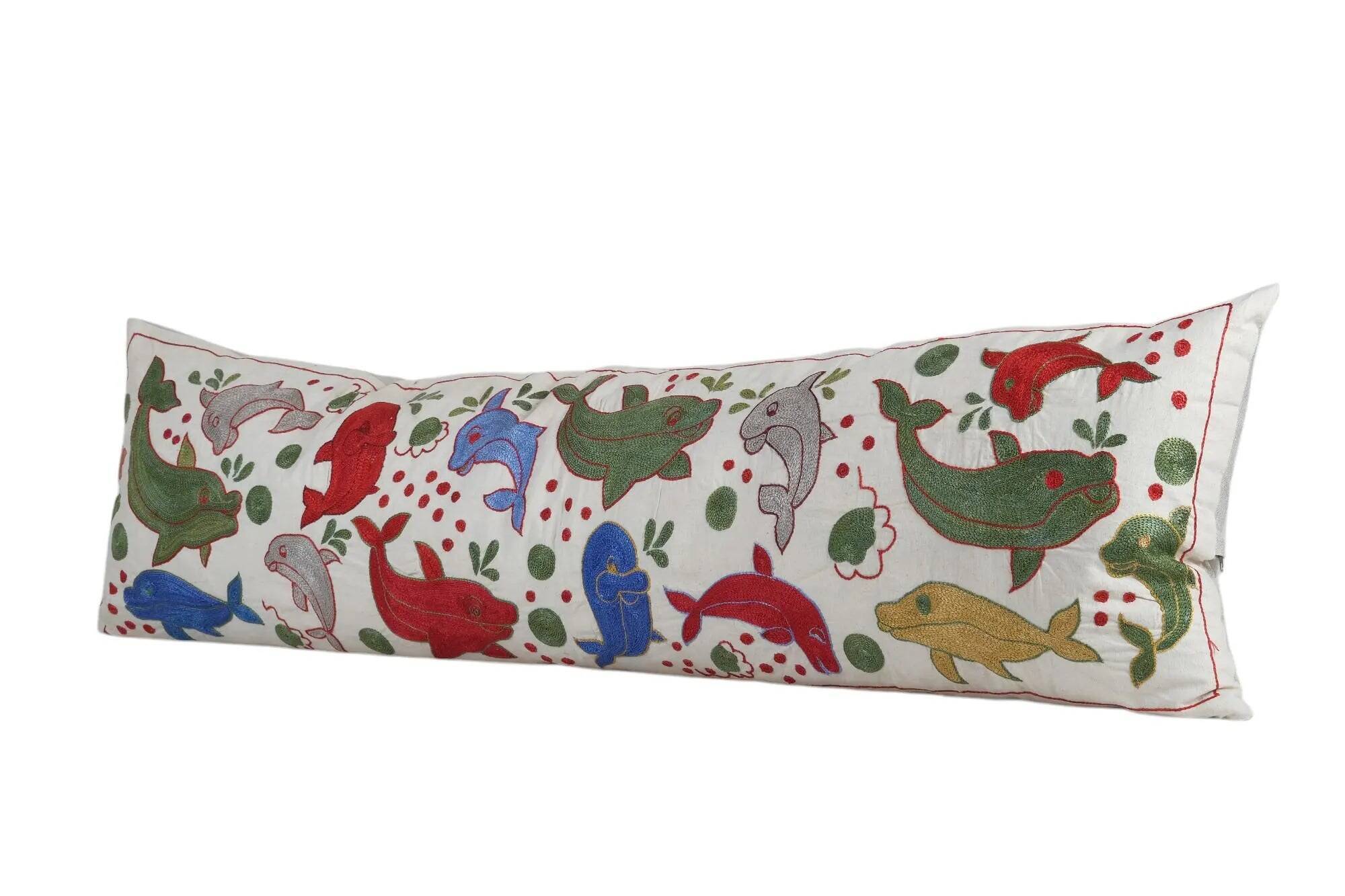 Vintage embroidered cushion cover 46x140 cm
