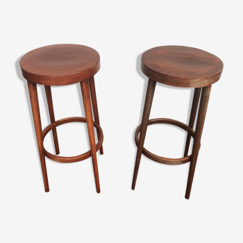 Lot de 2 tabourets de bar en bois style Baumann