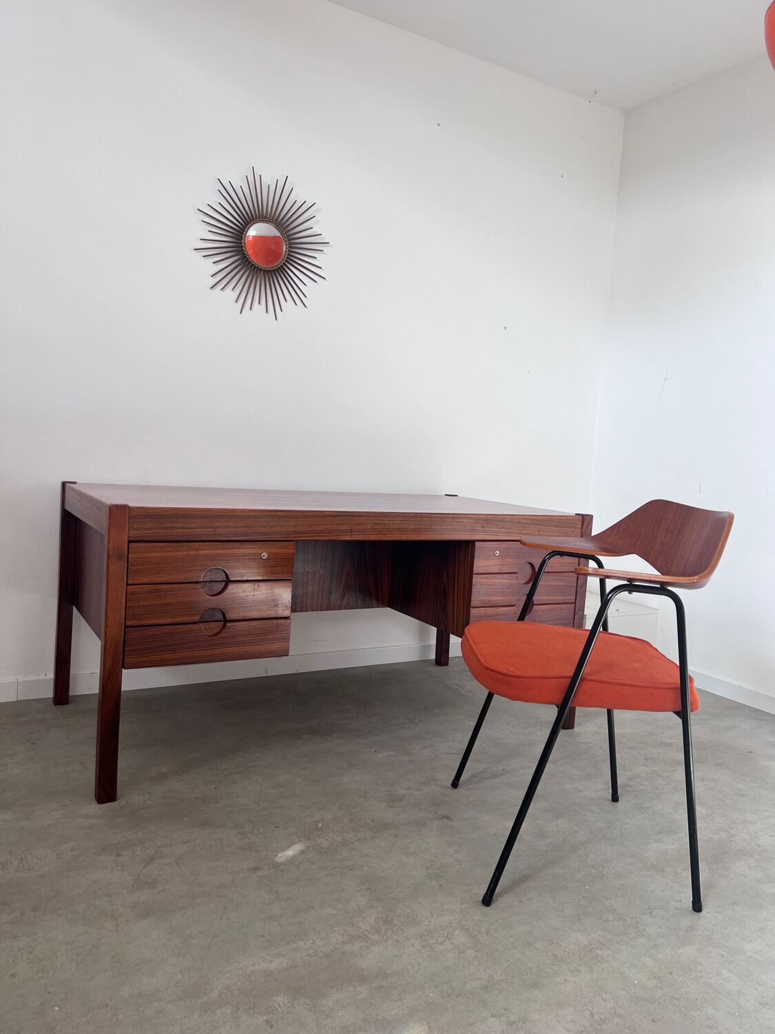 Old Danish Scandinavian desk in rosewood veneer designed by Christian Linneberg