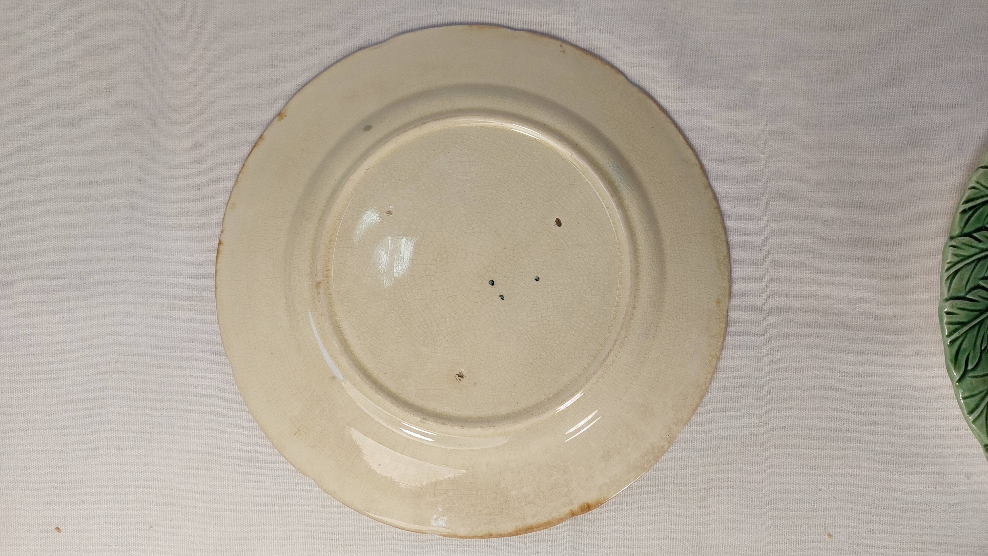 Set of two antique dessert plates in slip