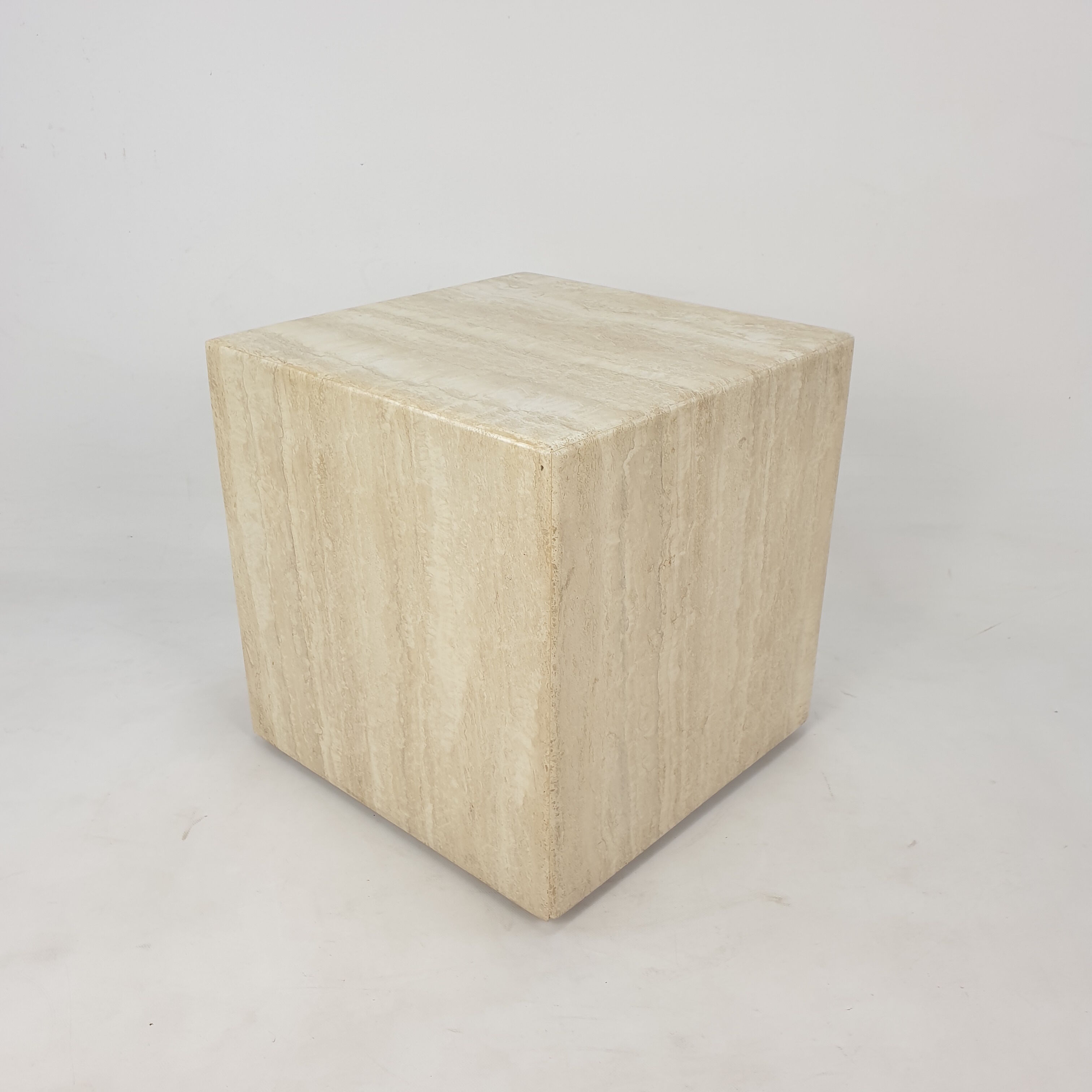 Italian Travertine Side Table, 1980's