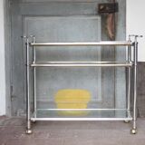 Vintage rolling dessert bar in gold metal and glass by Roche Bobois.