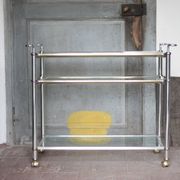 Vintage rolling dessert bar in gold metal and glass by Roche Bobois.