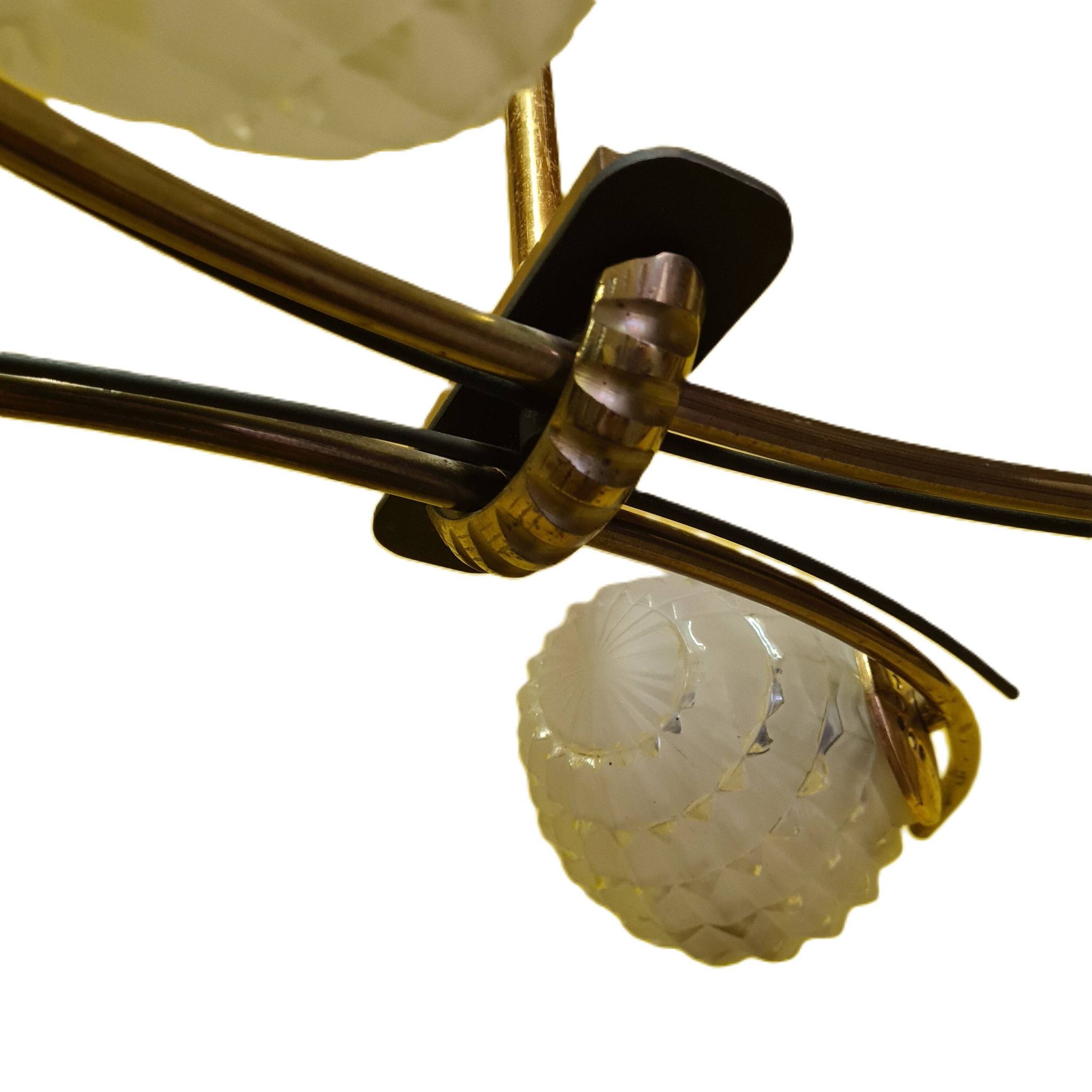 Lampe à Suspension Design Français avec Verre, 1960s