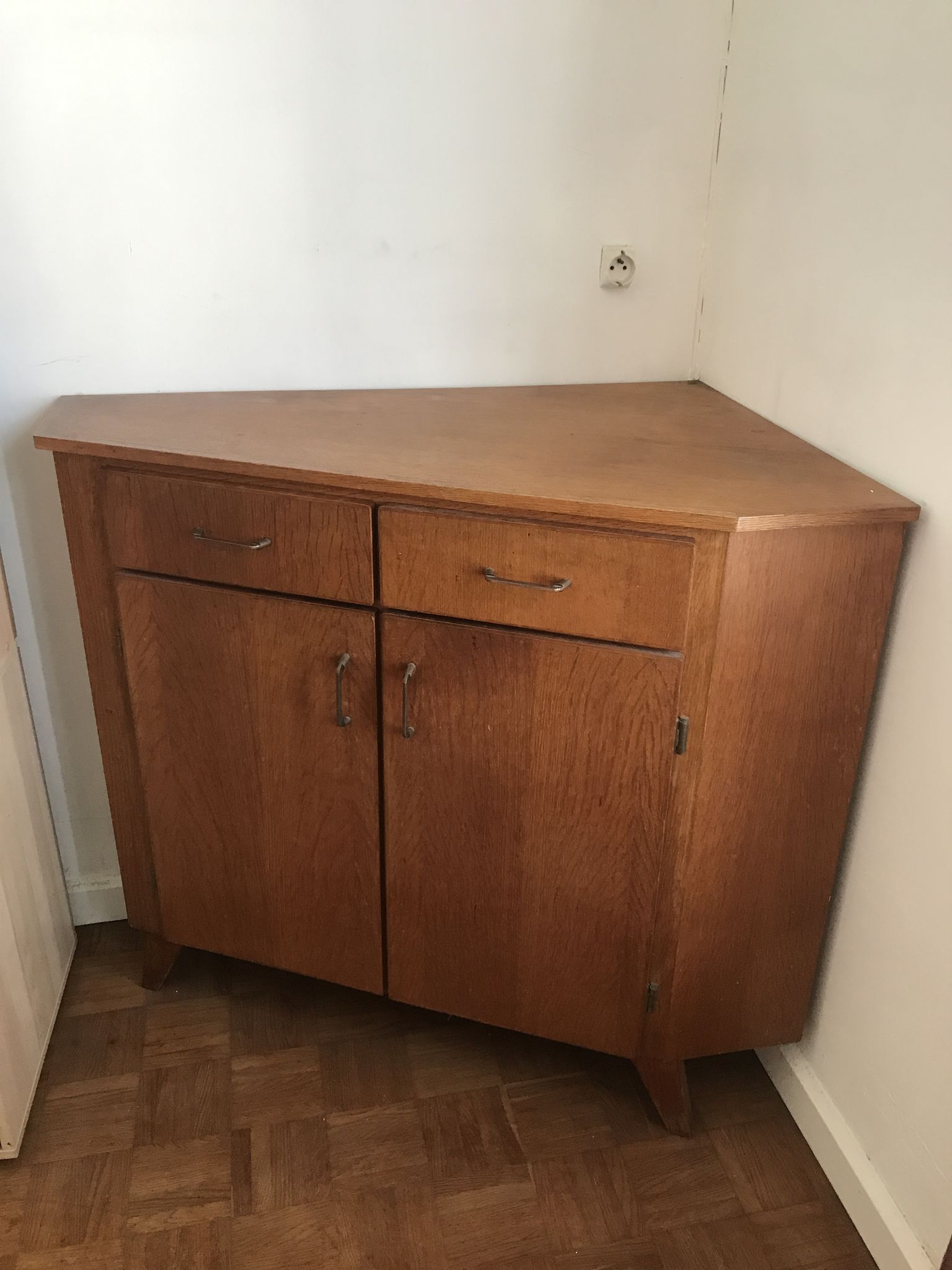 Vintage corner furniture 1950 1960 chene convenient wood buffet
