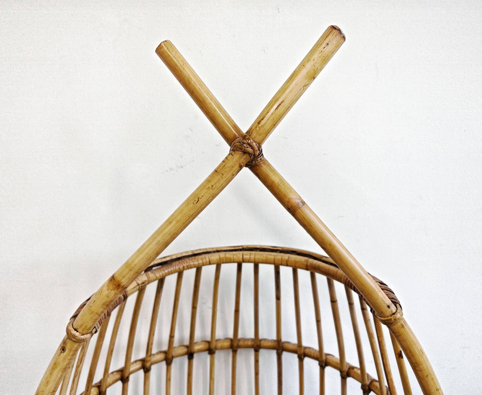 Mid Century hanging egg chair in bamboo by Fratelli Castano 1950s