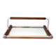 art deco wood and metal mirror tray with handle 1930s