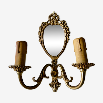 Double bronze wall lamp with nineteenth mirror