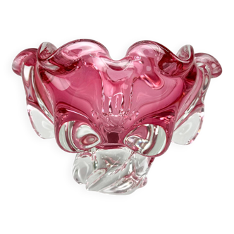 1960's Art Glass Bowl by Josef Hospodka for Chribska Glassworks, Czechoslovakia