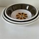 Set of three Italian deep plates from the 1970s, with ochre brown floral decoration.