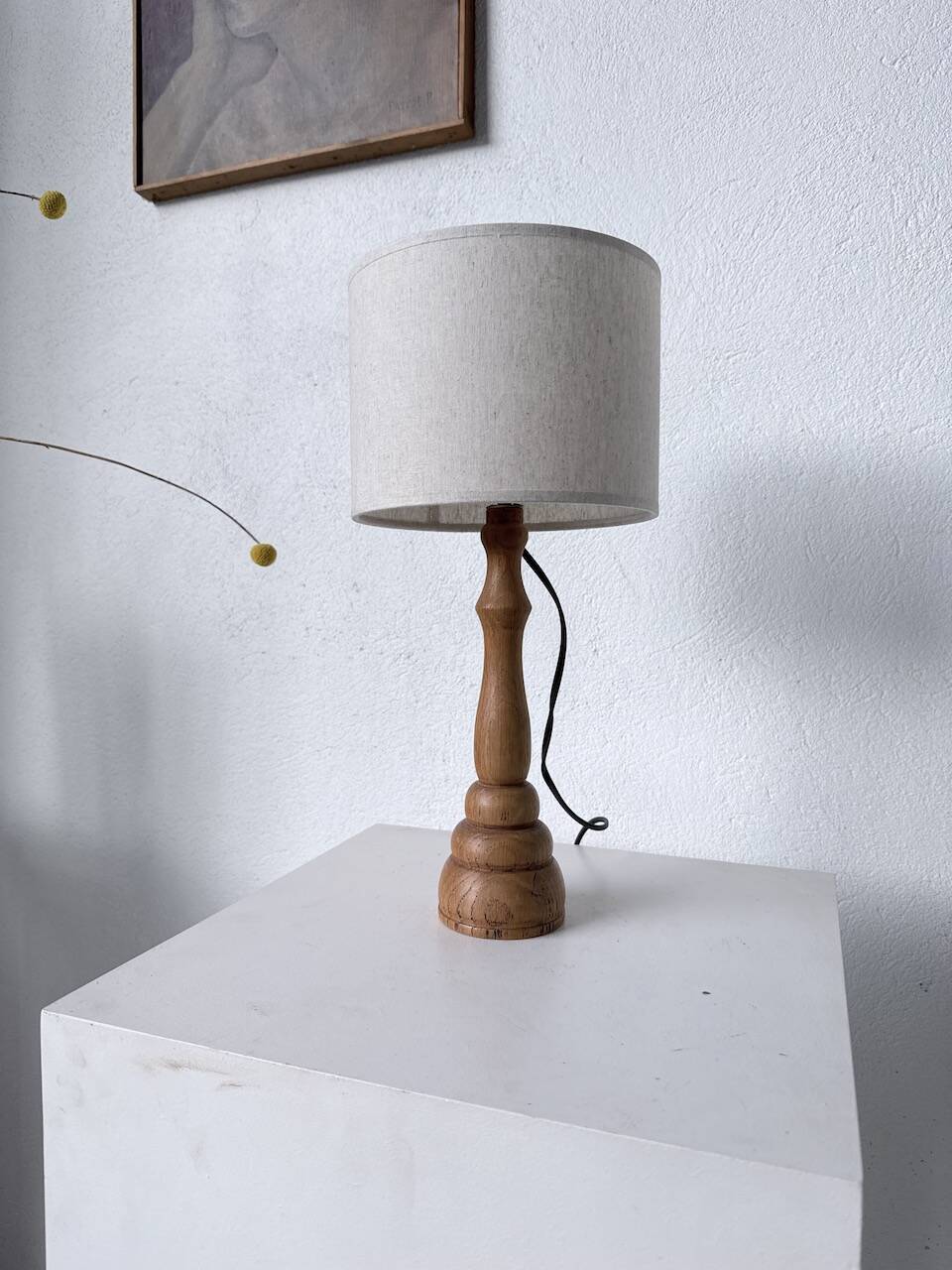 Lampe de bureau en bois chêne clair 1950