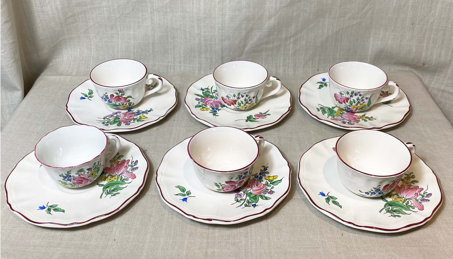 Coffee service, Luneville France. 6 cups 6 under cups