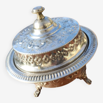 plat de service marocain en métal argenté