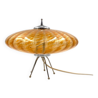 Murano orange glass flying saucer Ufo table lamp, Murano Italy 1970s