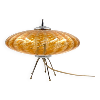 Lampe de table Ufo soucoupe volante en verre orange de Murano, Murano Italie années 1970