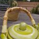 Anise green ceramic teapot, bamboo handle