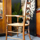 Arts & crafts solid oak ladder back occasional chair with rush seat