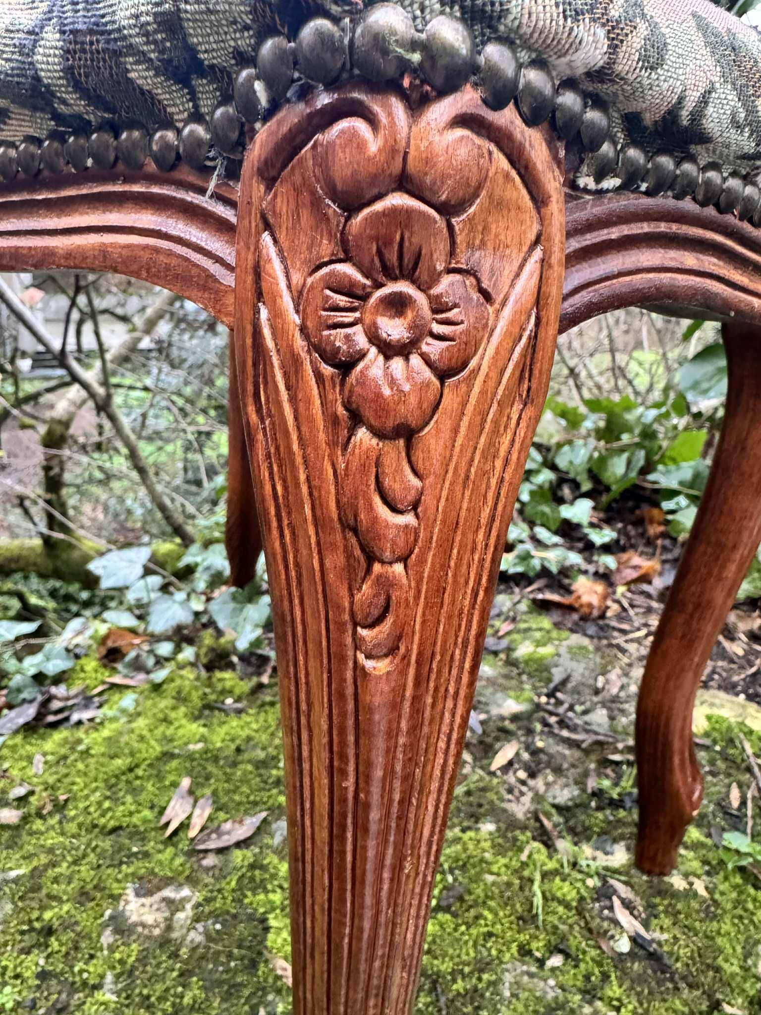 Large antique footrest in the Louis XV style.