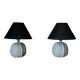 Pair of Italian ceramic lamps 1980 white walnut shape